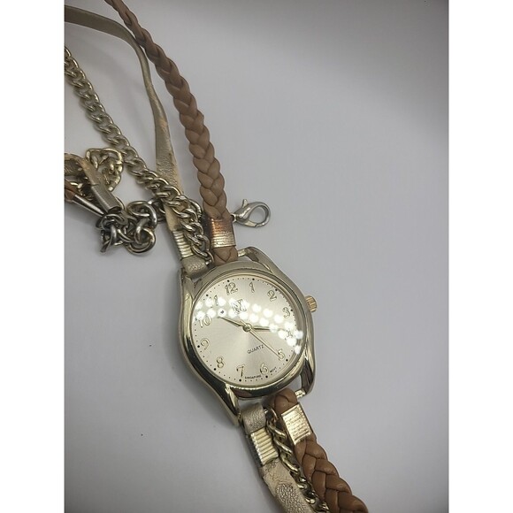 NY&C Wrap WristWatch Watch Womens Multi Strand Gold Tone Analog Jewelry Costume - Picture 3 of 14